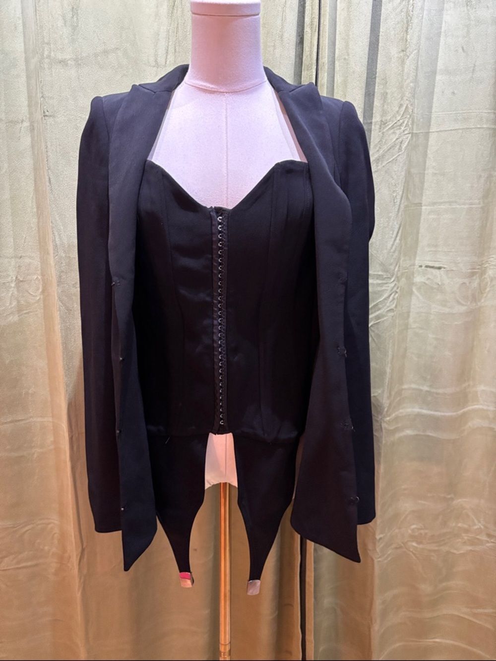 Philipp Plein Black Tailored Corset-Style Blazer